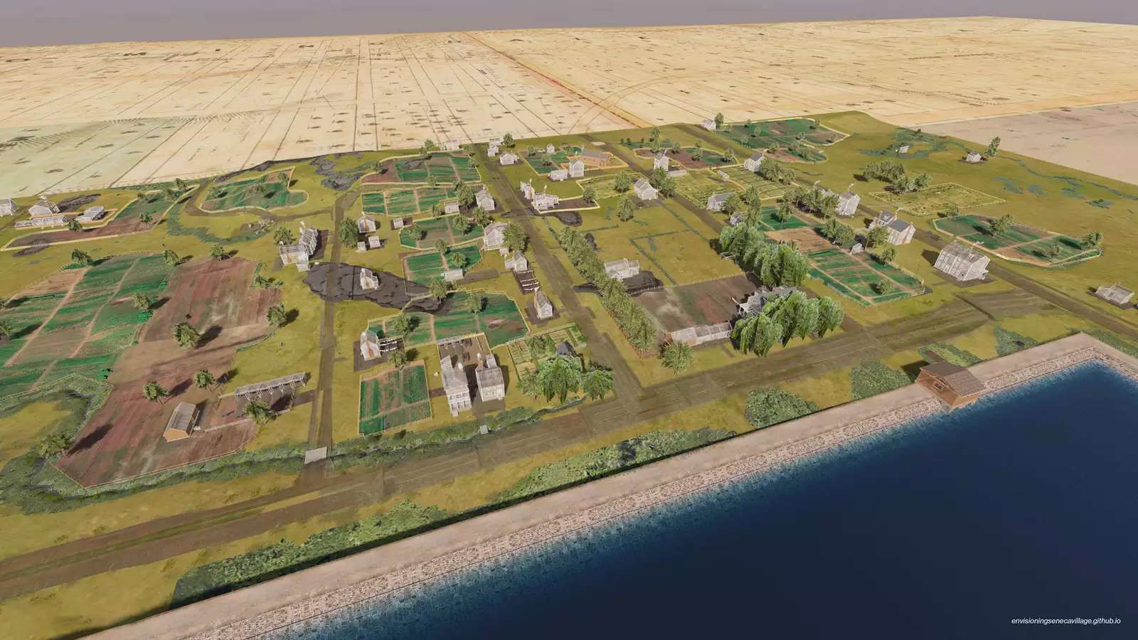 A rendering of Seneca Village, established in the 19th century, before Central Park was built